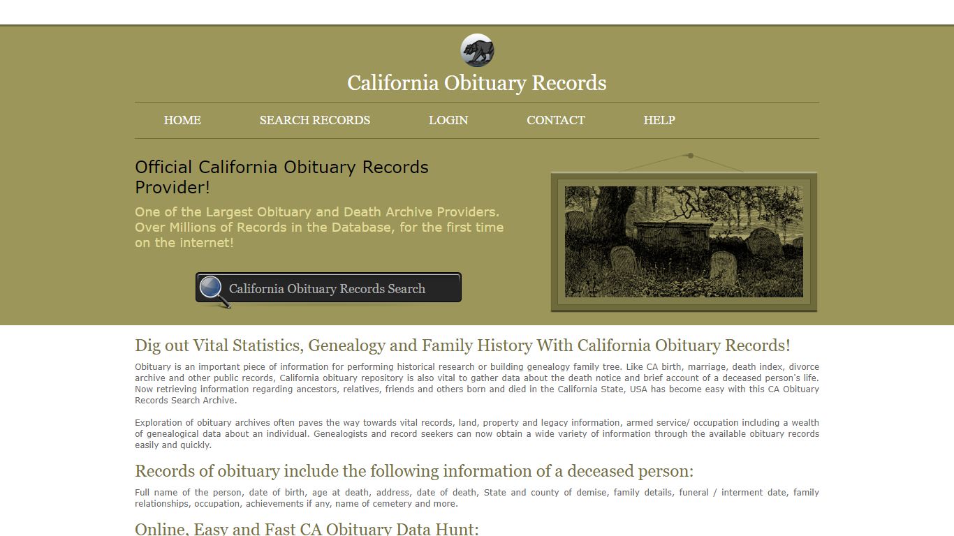 Search State of California Obituary records Online. CA Obituary Record ...